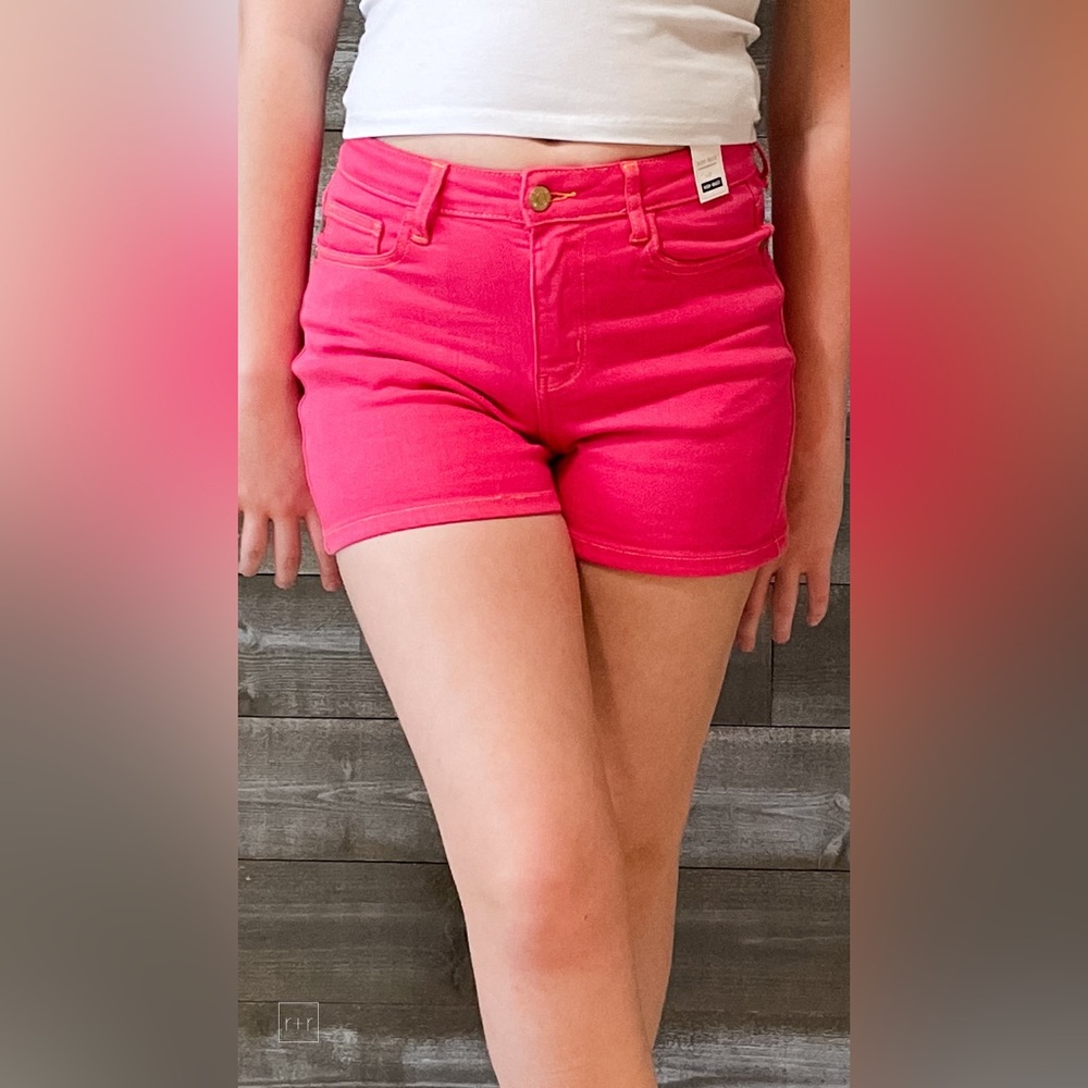 judy blue high waist magenta garment dyed shorts pocket embroidery JB150266REG